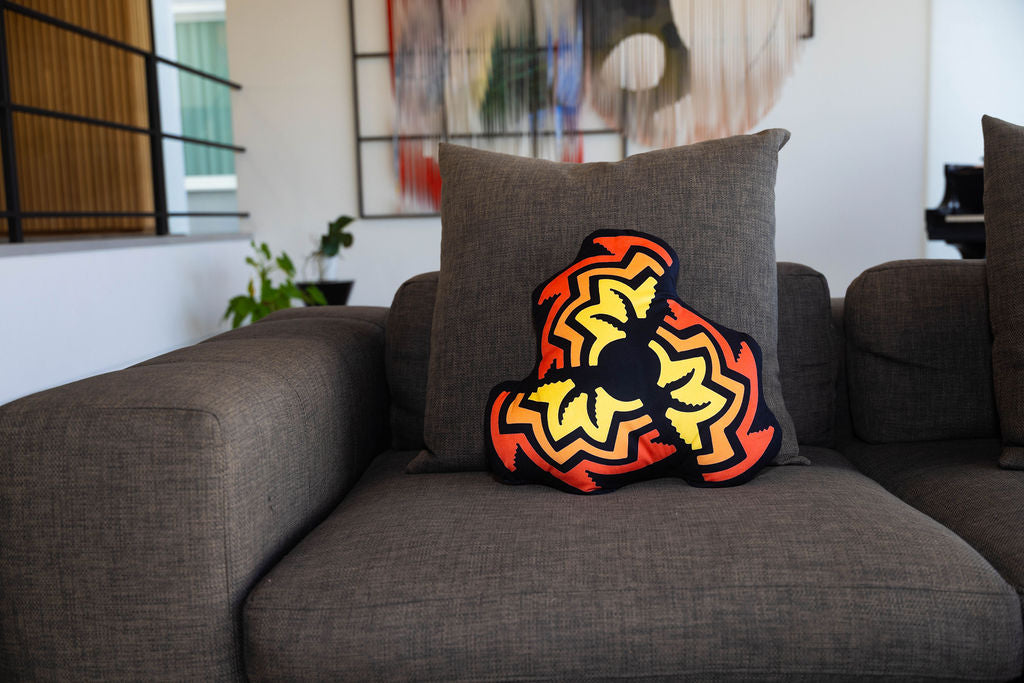 orange/ black broken basket pillow