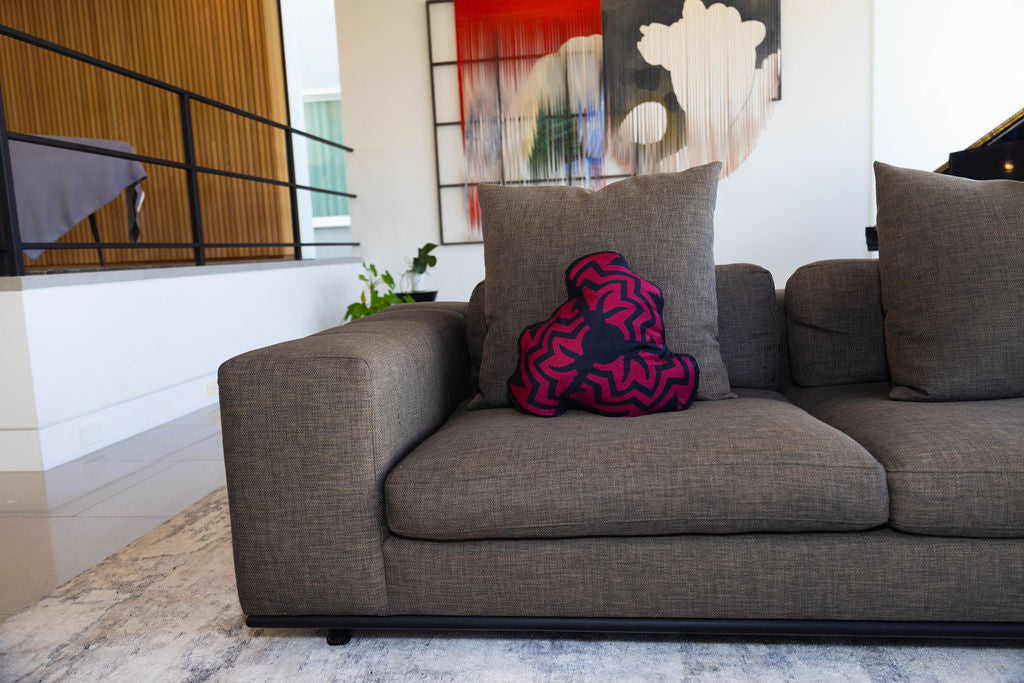Maroon/ Black broken basket pillow