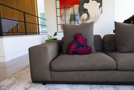 Maroon/ Black broken basket pillow