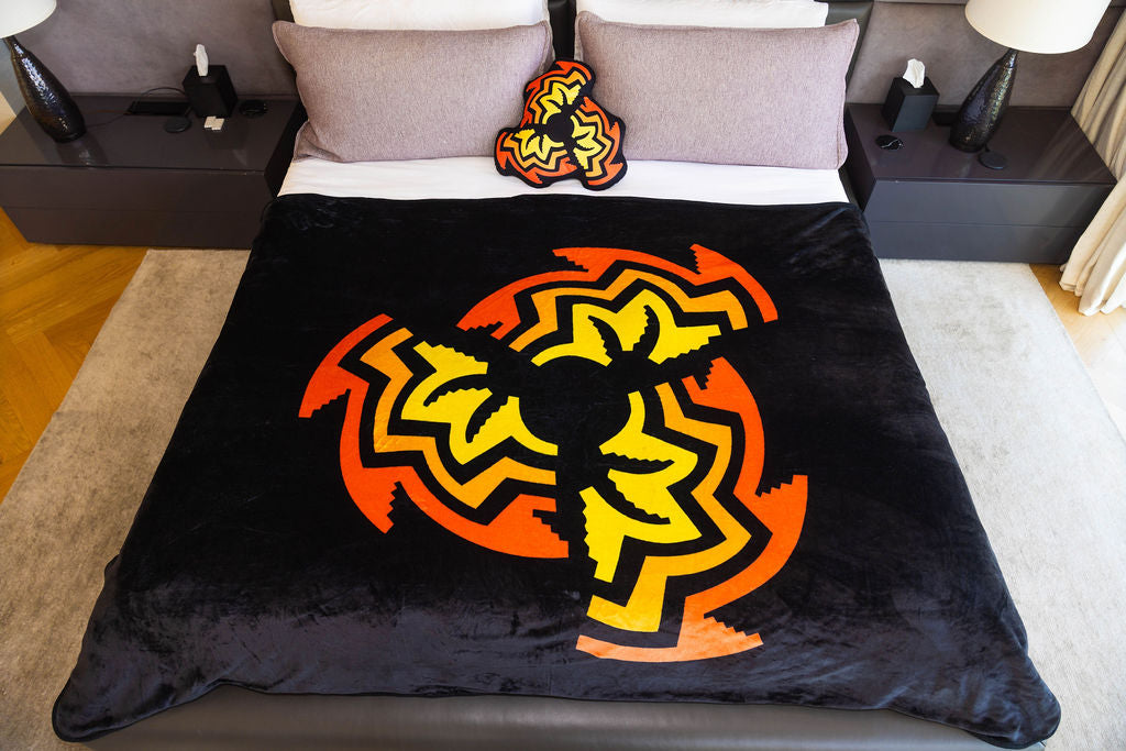 Twin size black broken basket blanket