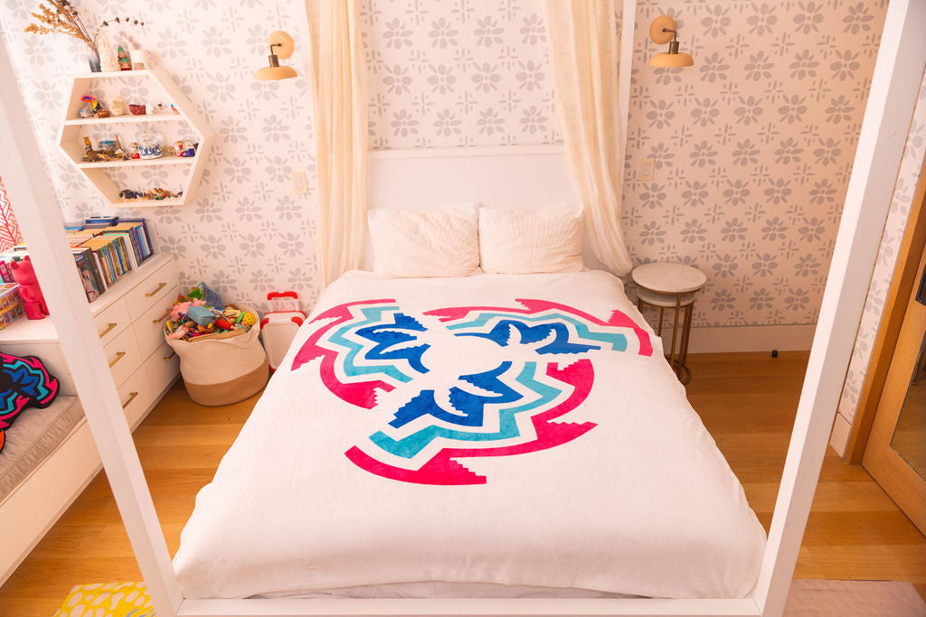 White twin size broken basket blanket